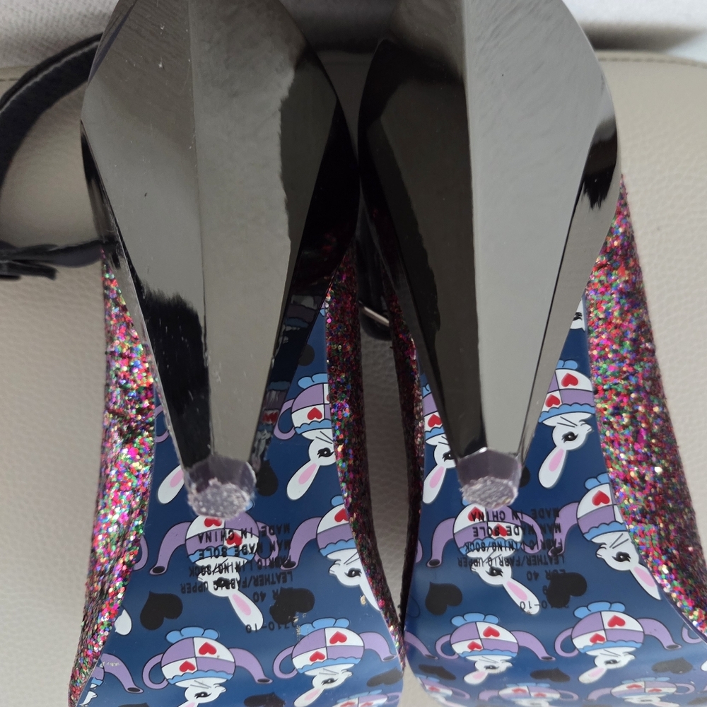 Irregular Choice Multicolor Rainbow Glitter Geometric Cone Heels VTG HTF 80's - Picture 10 of 16
